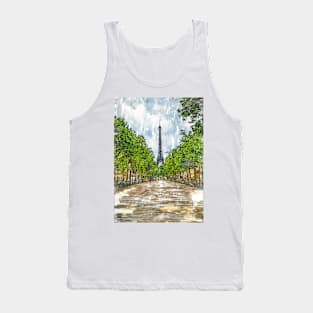 Eiffel Tower Perspecttive Marker Style Sketch. For Eiffel Tower & Paris Lovers. Tank Top